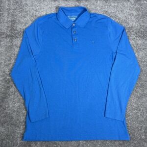 Coolibar Polo Shirt Men's Medium Blue Long Sleeve Bamboo Blend Golf UV SPF